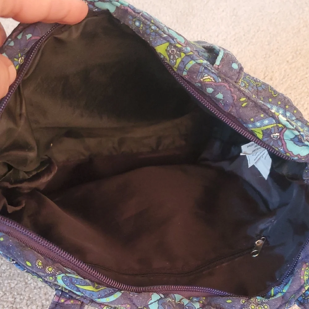 Stone New York quilted blue and green paisley print bag
